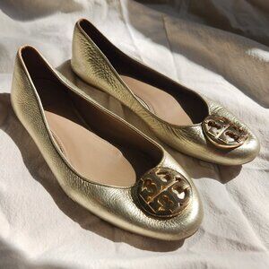 Gold tory burch flats